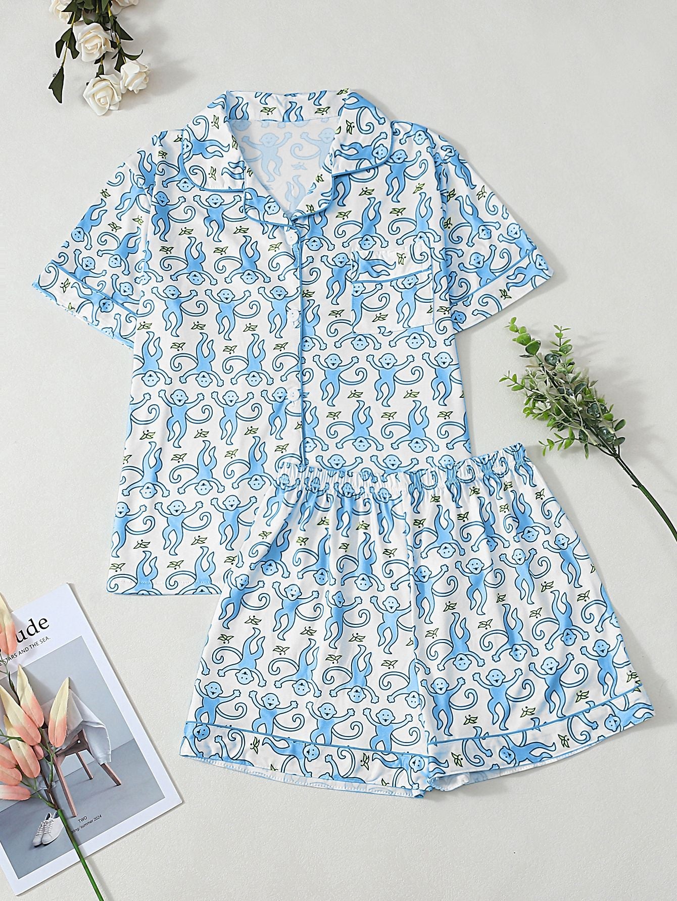 Women's Pajama Set with Playful Animal Pattern