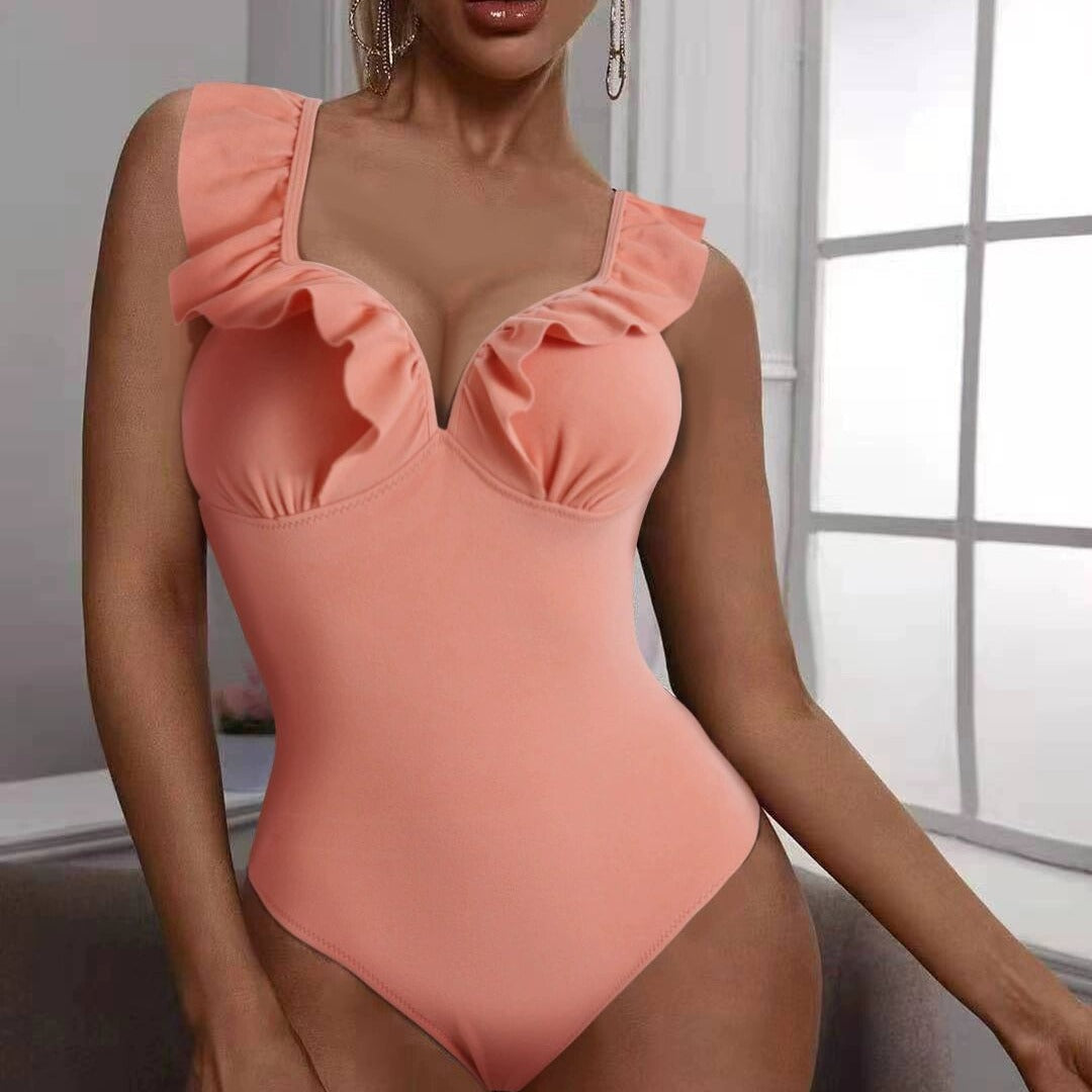 Women Ruffled One-Piece Swimsuit