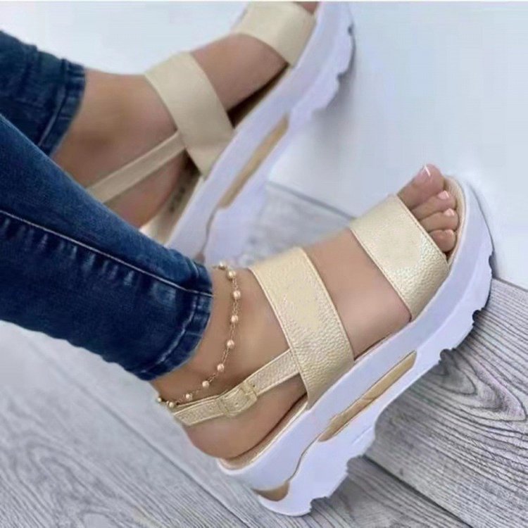 Women's Platform Sandals With Elastic Strap and Non-slip Sole W&w