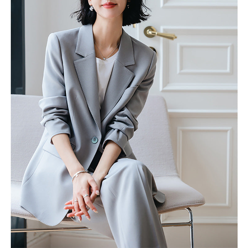 Women tailored blazer and wide-leg pants set