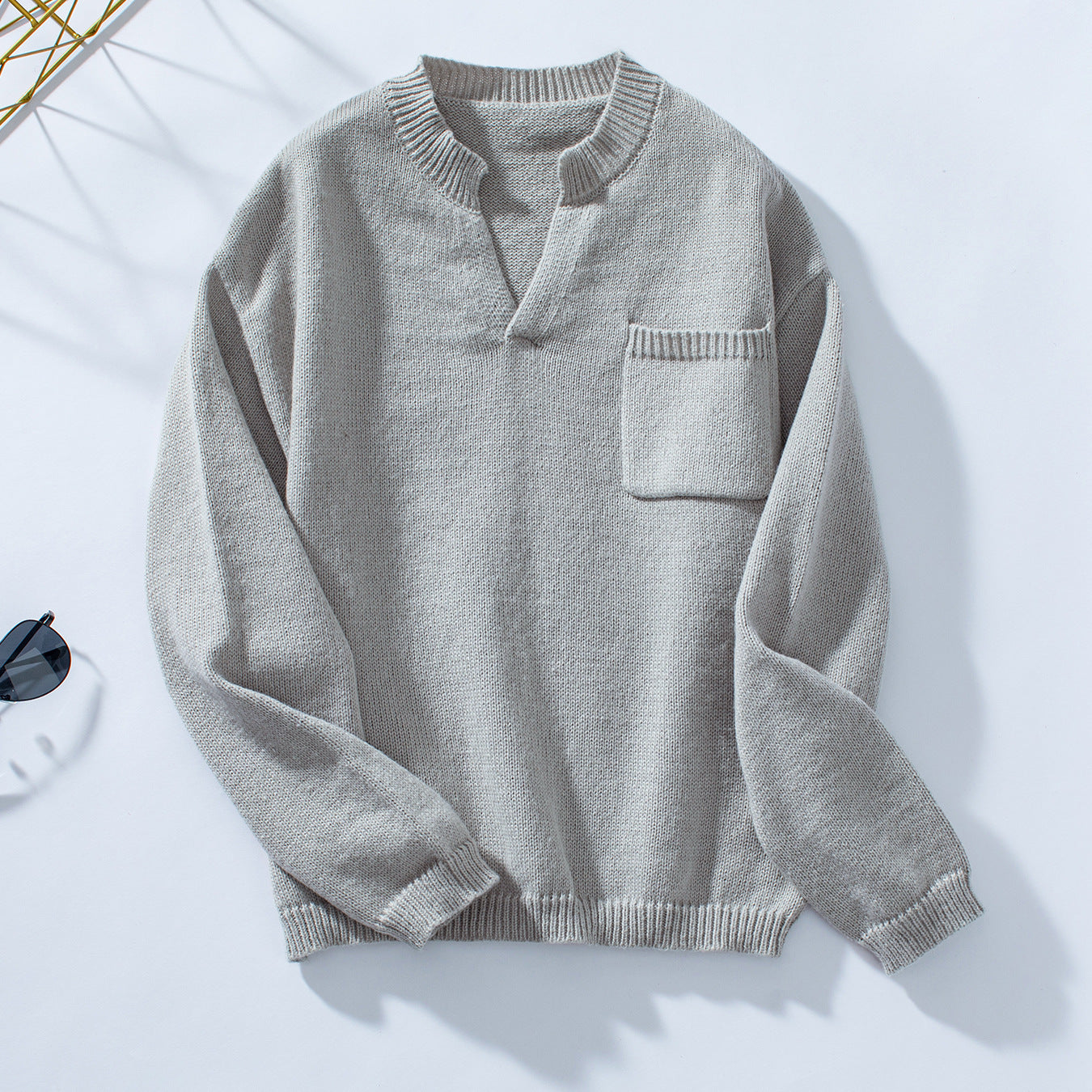 Ladies casual pullover with button details and chest pocket