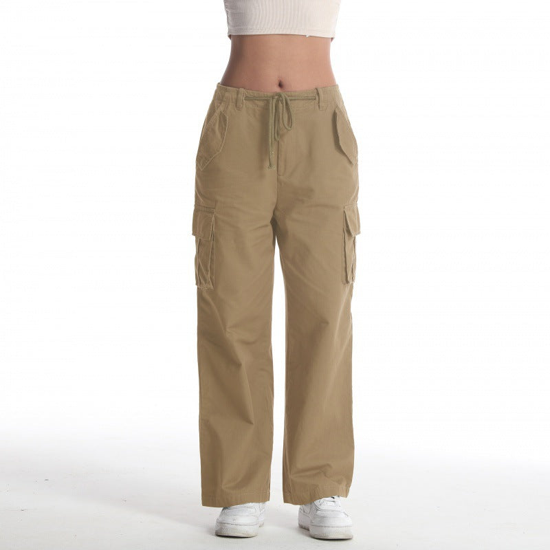 Ladies Casual Cargo Pants with Wide Cut and Numerous Pockets