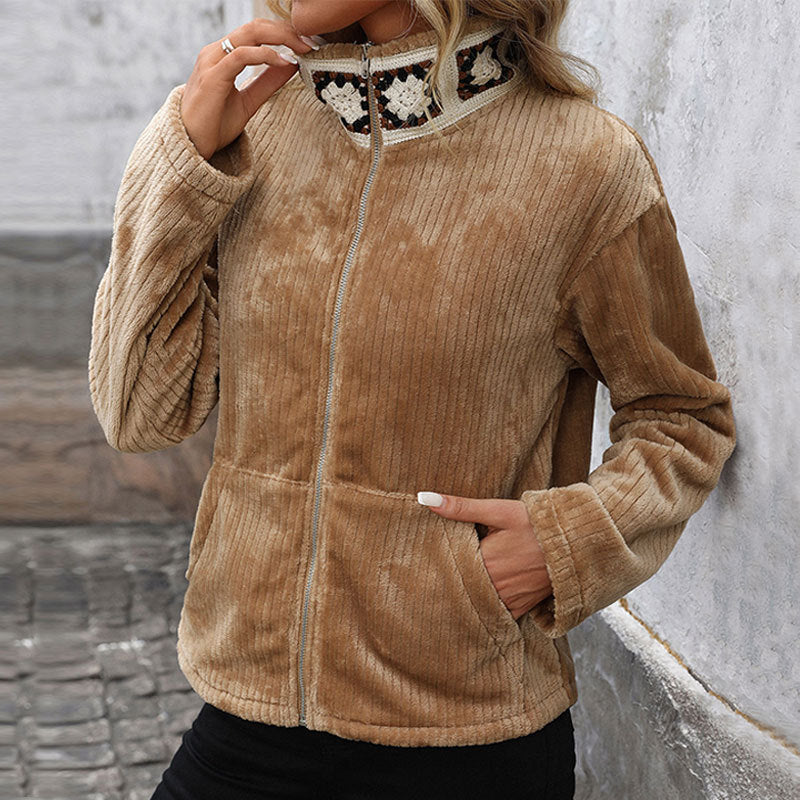 Women's fleece jacket in comfortable rib design
