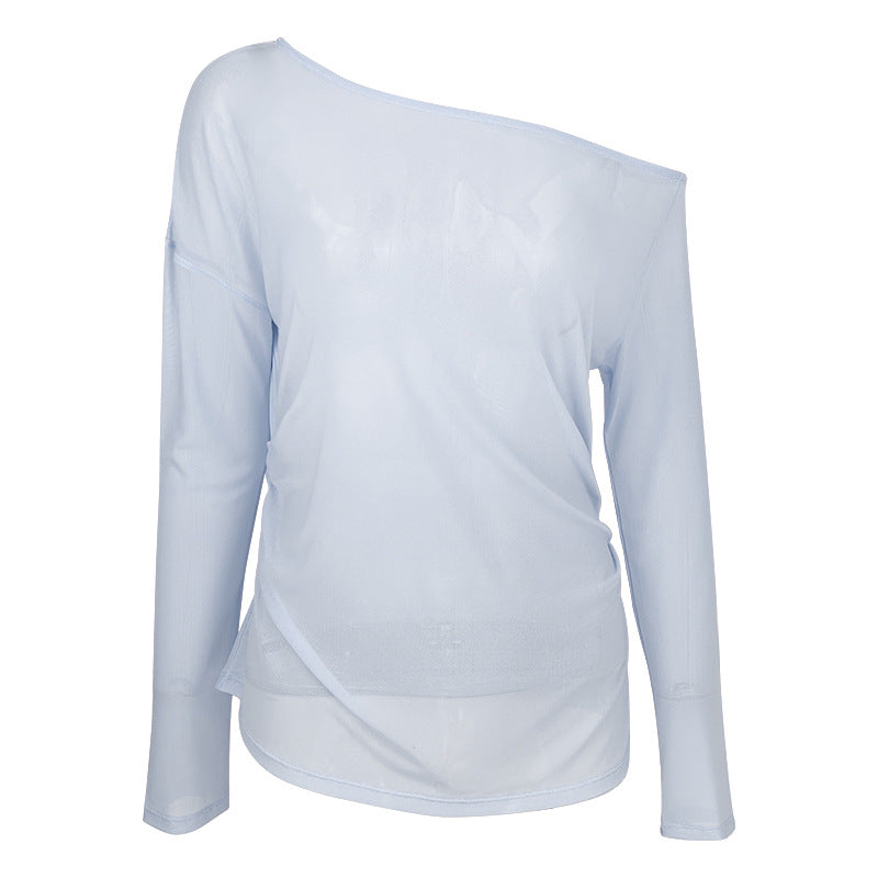 Women's casual asymmetric long sleeve shirt made of breathable and lightweight material