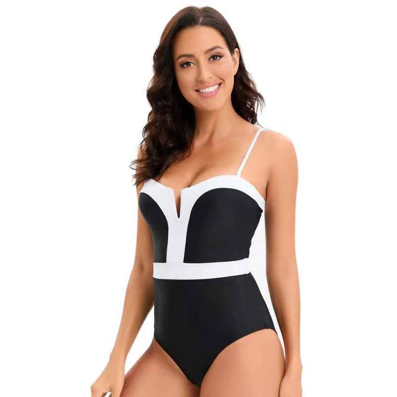 High-performance structured one-piece swimsuit for women
