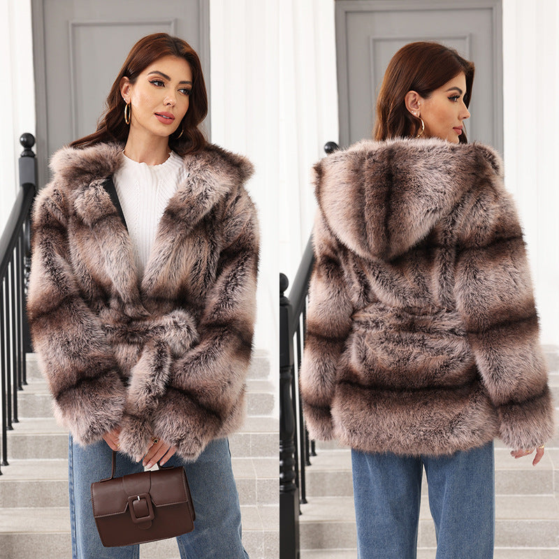 Ladies cozy faux fur jacket