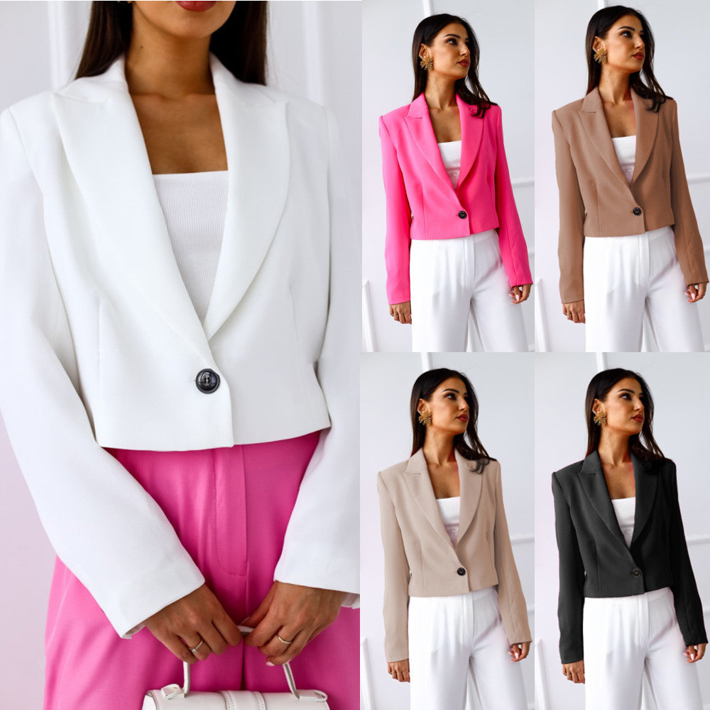 Women's trendy cropped blazer with elegant cut and button details