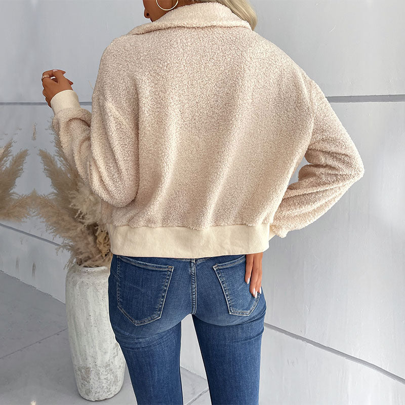 Women's teddy coat with high-quality lining and sporty cut
