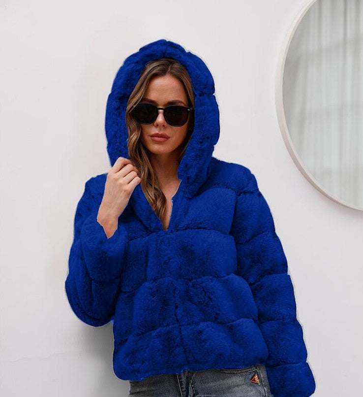 Ladies soft fleece jacket with hood