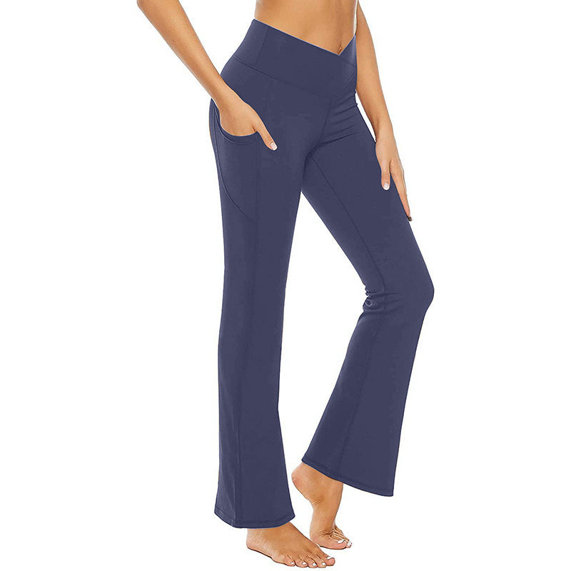 Women's Flared Yoga Pants with High Waist and Side Pockets