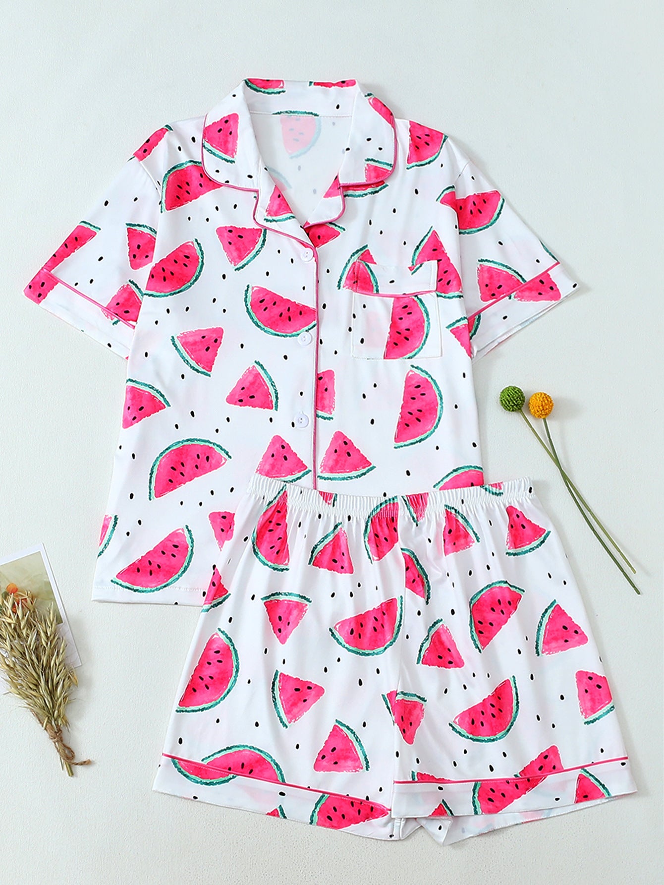 Women's pajama set with cheerful watermelon pattern