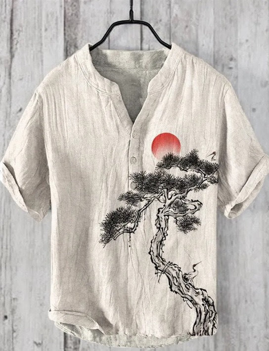 Japanese Shirt Made of Linen Blend