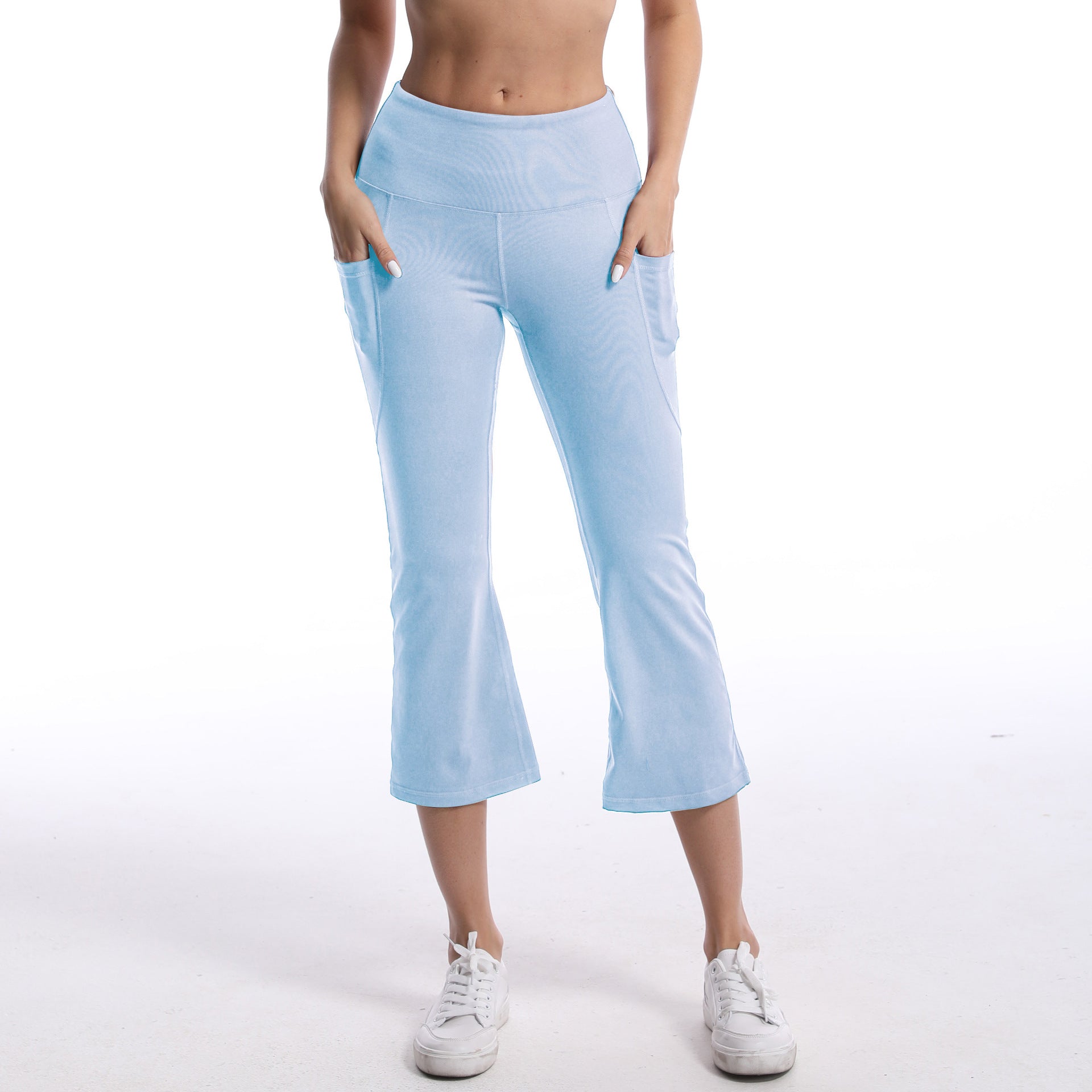 Ladies Flared Yoga Pants with High Waist and Practical Side Pockets
