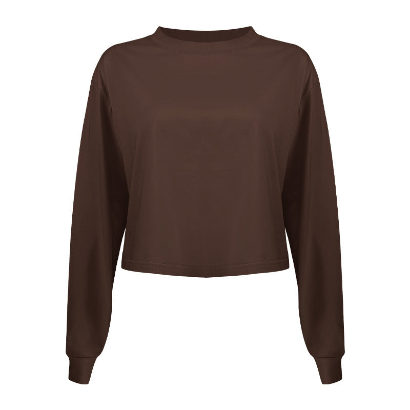 Women's casual cropped long sleeve shirt with relaxed fit and soft material