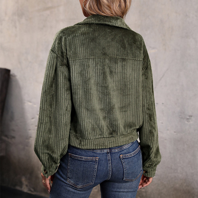 Women's cord jacket in a casual cut with two breast pockets and fashionable button placket