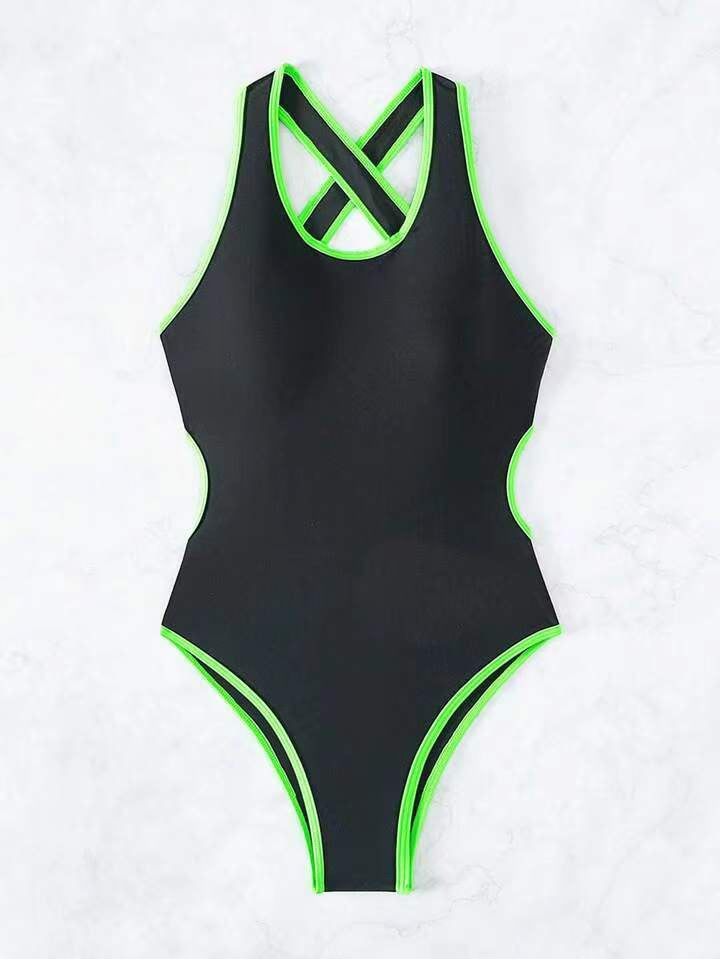 Women Sporty Cut-Out One-Piece Swimsuit