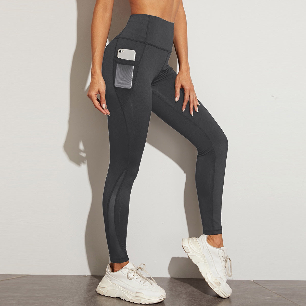 Ladies High Cut Sports Leggings with Side Pocket