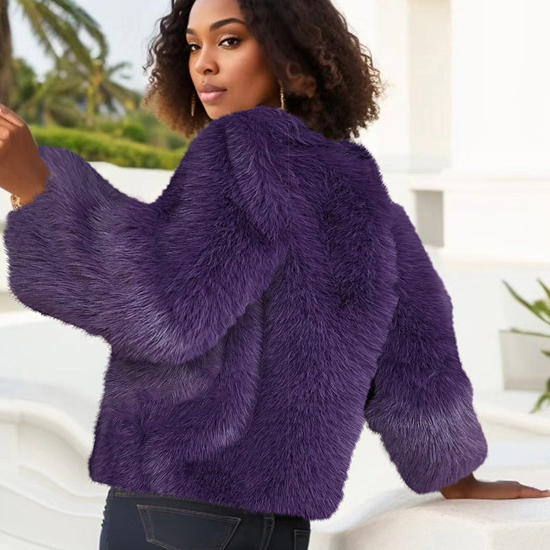 Women's Cozy Fleece Jacket with Curl Structure