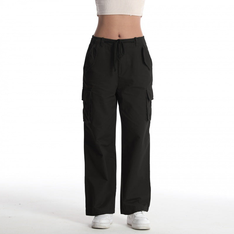 Ladies Casual Cargo Pants with Wide Cut and Numerous Pockets