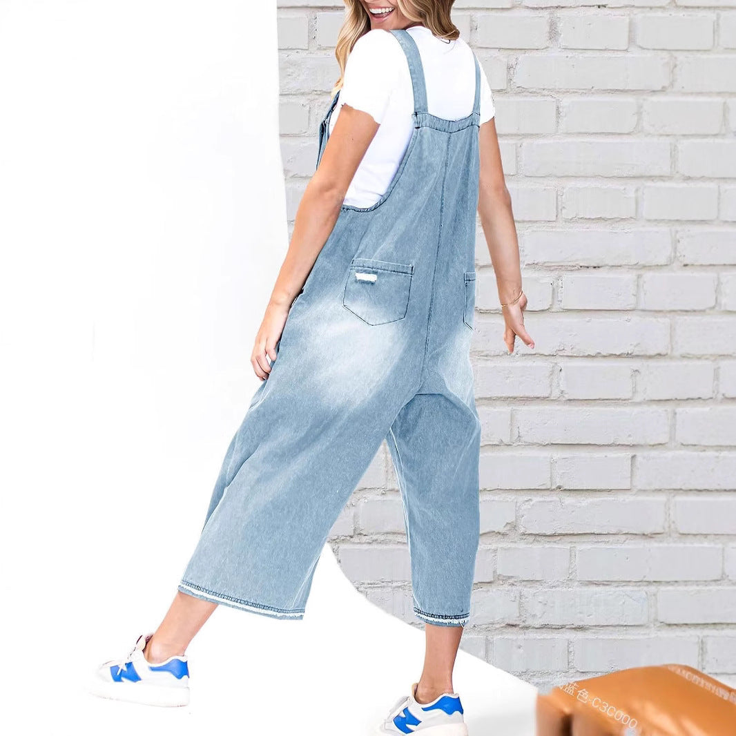 Women's Relaxed Fit Denim Dungarees