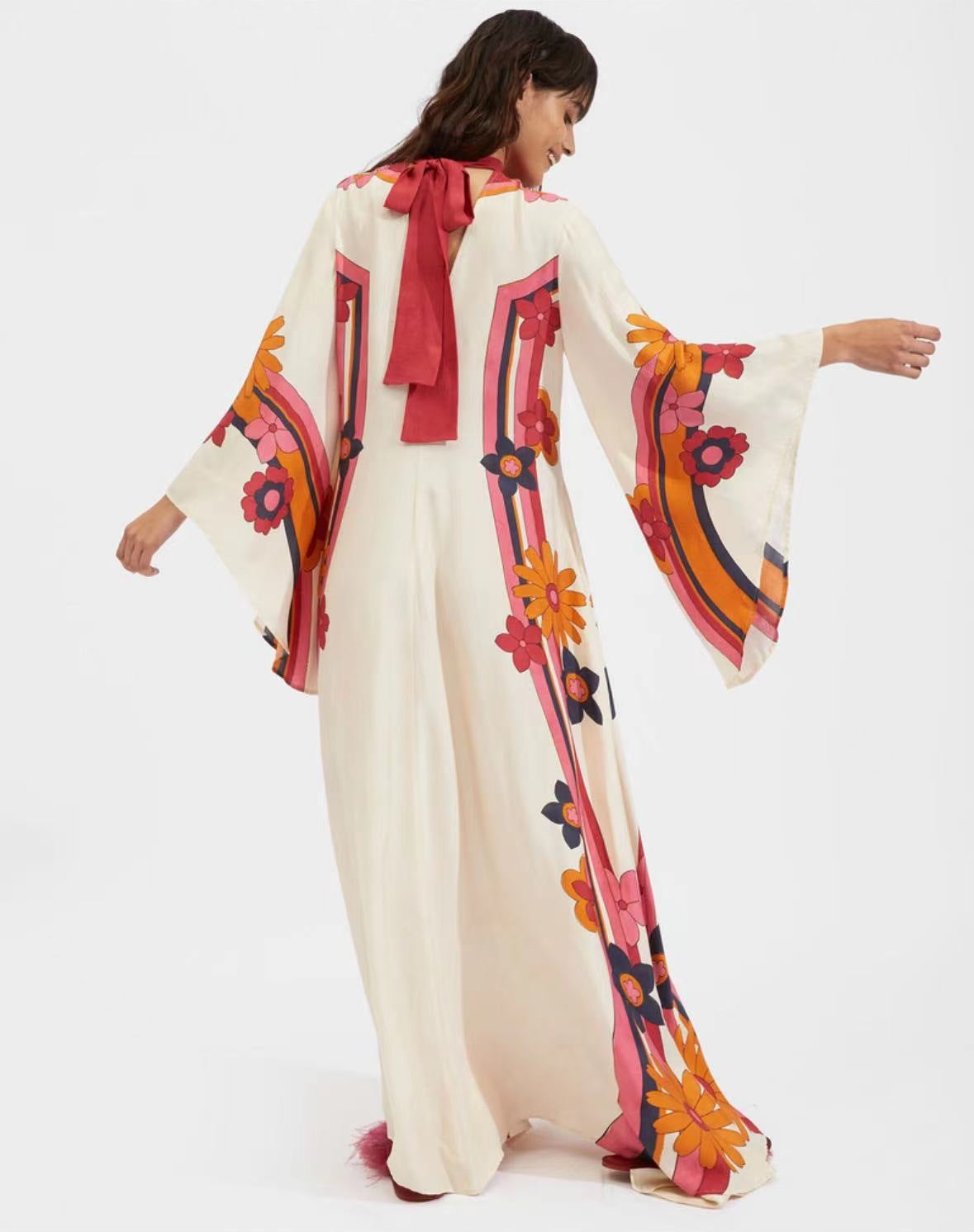 Printed Three-quarter Sleeve Dress