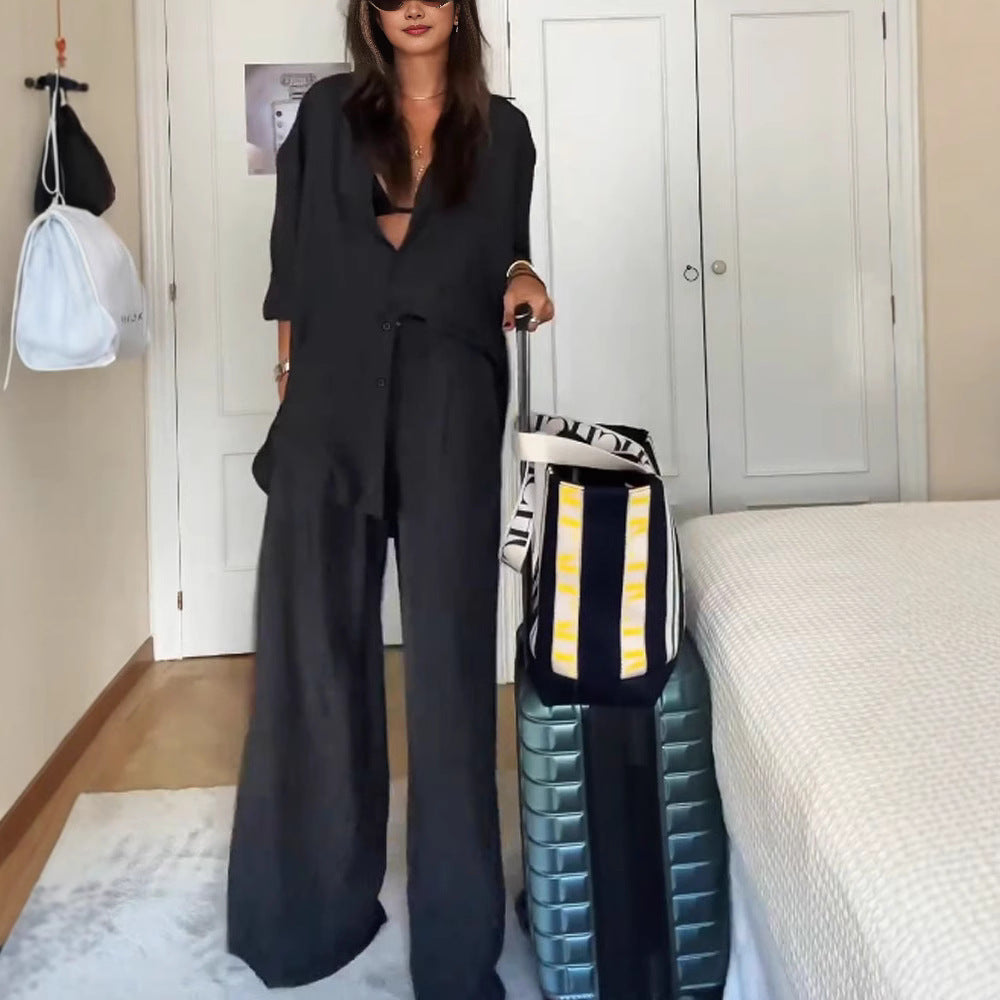 Women's Oversized Linen Suit with Casual Cut