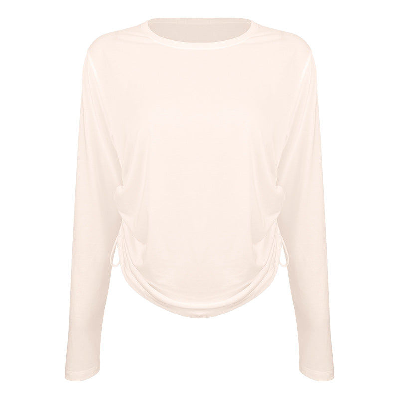 Women's casual long sleeve shirt with adjustable hem and breathable properties