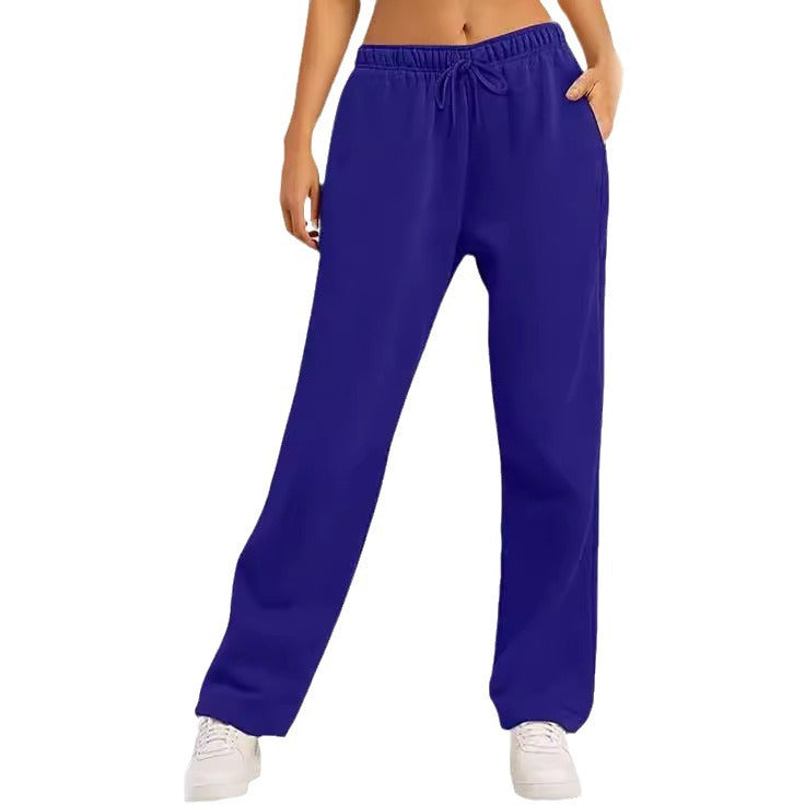 Ladies Comfortable Leisure Pants with Elastic Waistband and Side Pockets