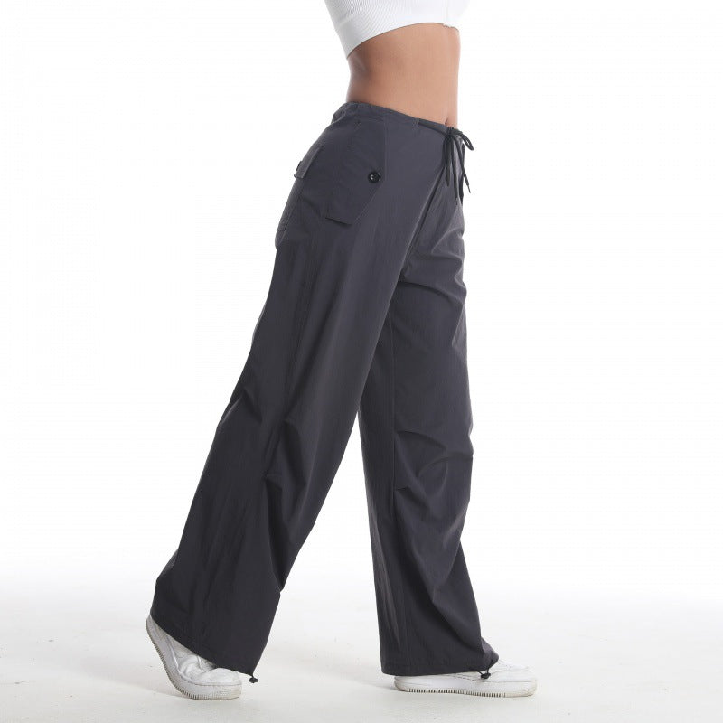 Women's casual loose-fitting outdoor pants with elastic waistband and practical pockets