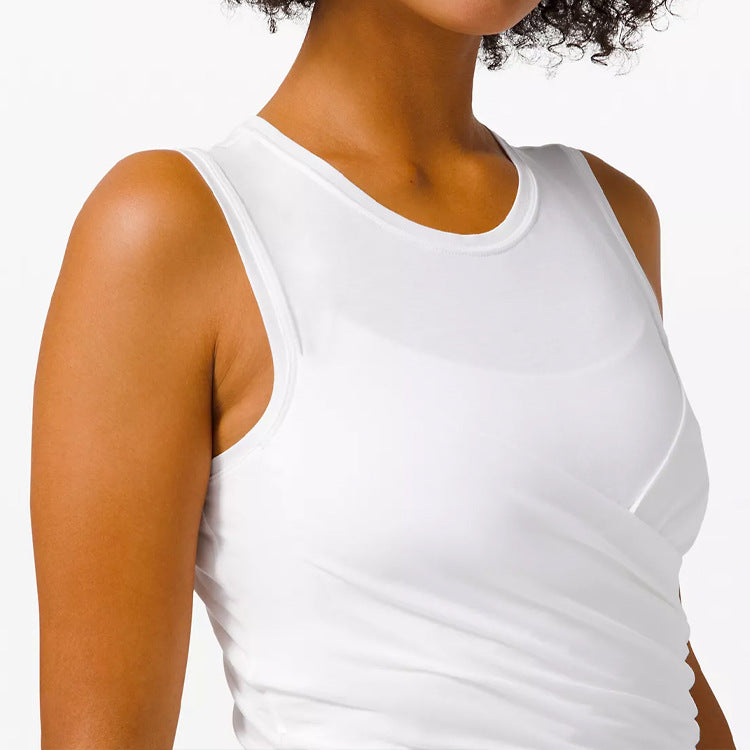 Women's sporty tank top with stylish wrap look and high-functional design