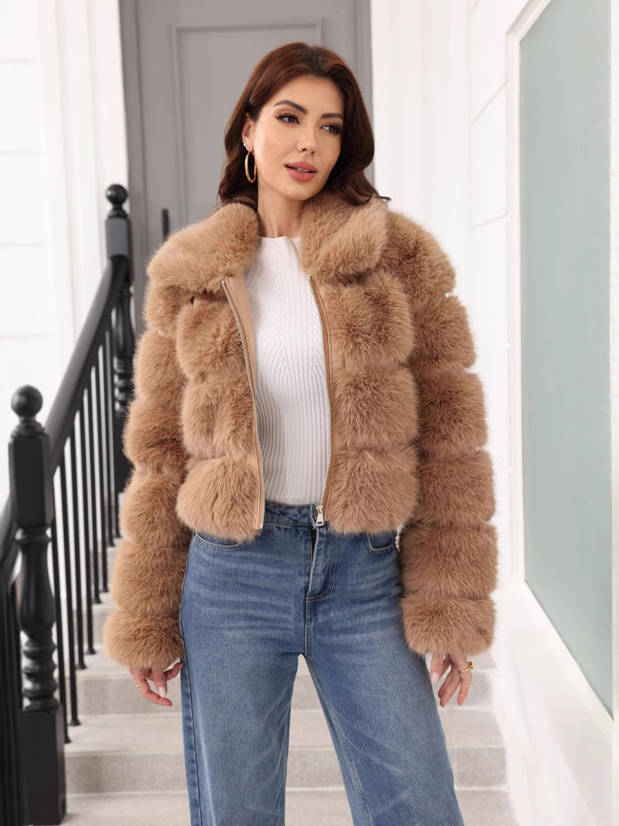 Ladies Fashion Faux Fur Winter Jacket