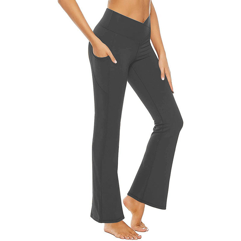 Women's Flared Yoga Pants with High Waist and Side Pockets