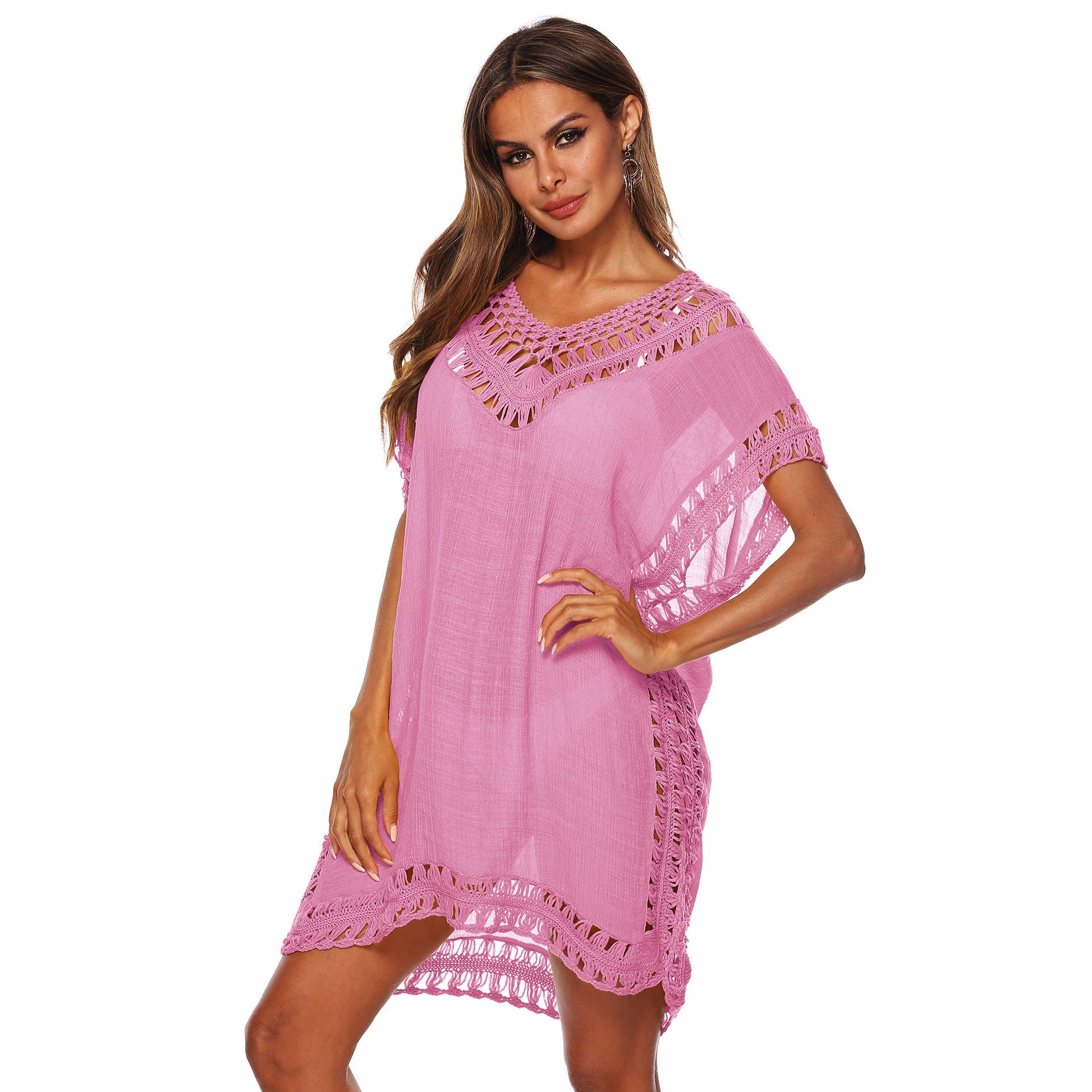 Ladies Beach Tunic with Artistic Crochet Decorations