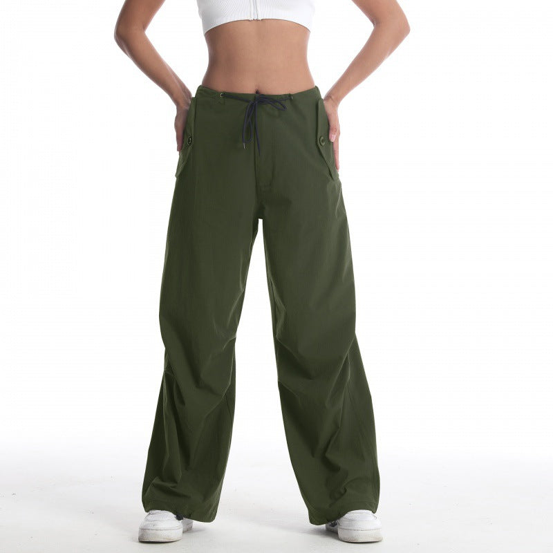 Women's casual loose-fitting outdoor pants with elastic waistband and practical pockets