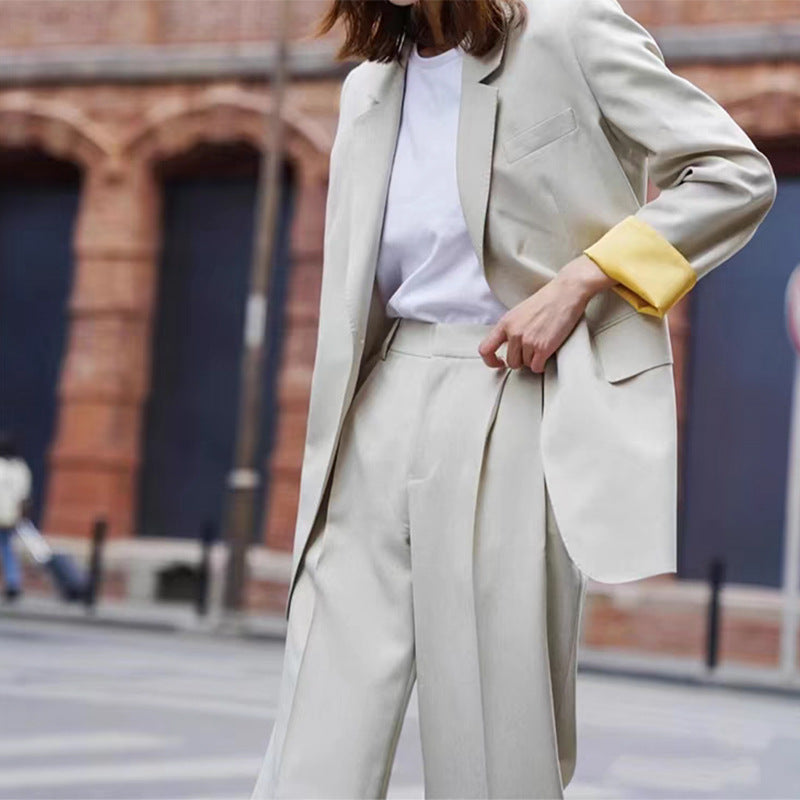 Women Tailored Wide Leg Blazer and Pants Set