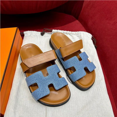 Vertacomfortable Summer Sandals In Roman Style With H Shape And Hook And Loop Closure