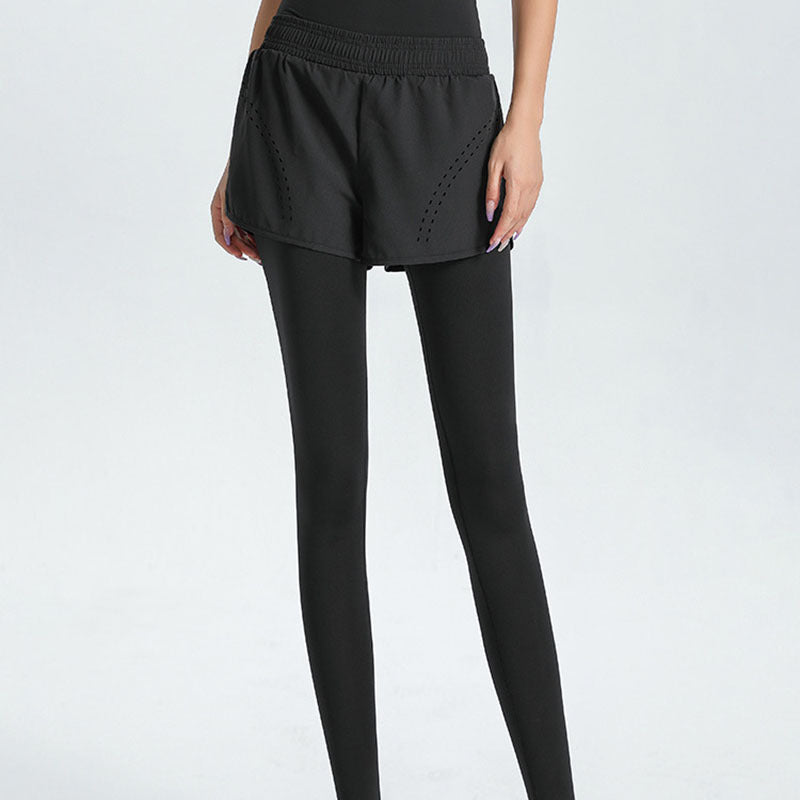 Women's sporty leggings with integrated short shorts