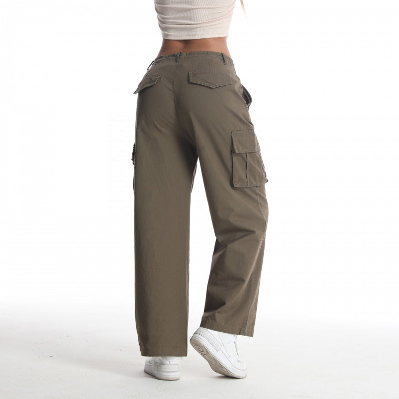 Ladies Casual Cargo Pants with Wide Cut and Numerous Pockets