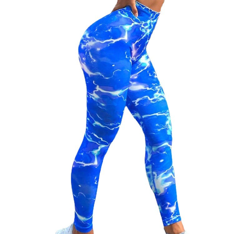 Women's High-Waisted Water Pattern Active Leggings