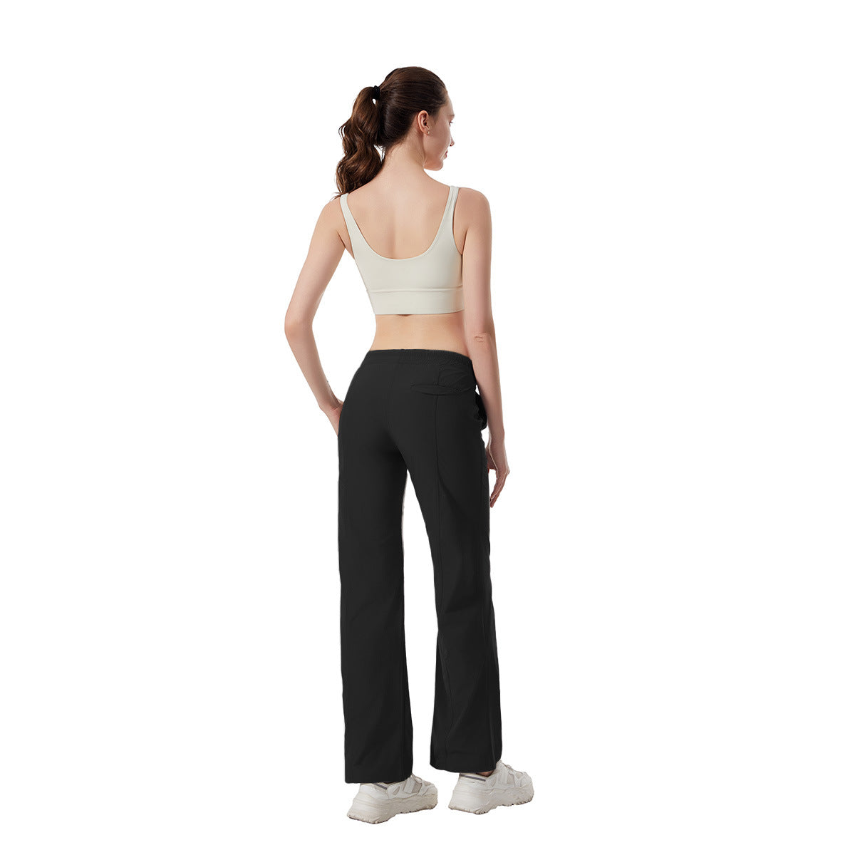 Women's Casual Wide-Cut Pants with Elastic Waistband and Practical Pockets