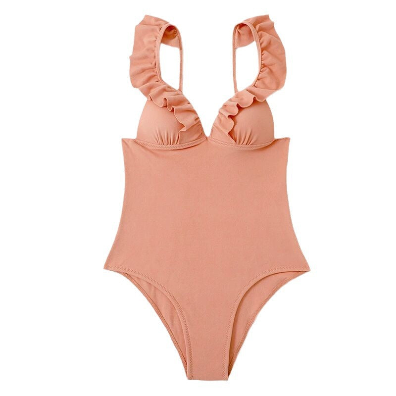Women Ruffled One-Piece Swimsuit