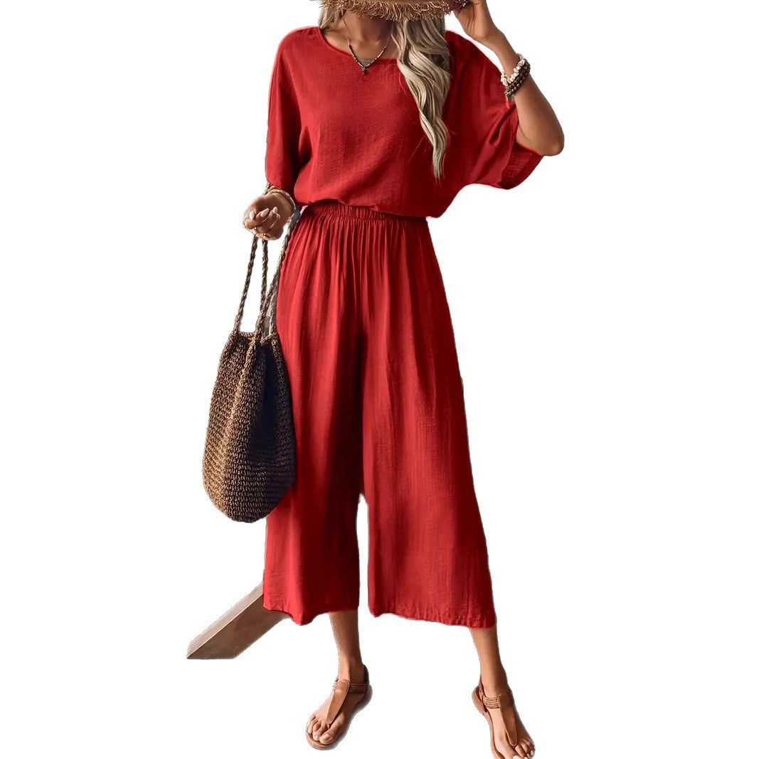 Women's wide jumpsuit with elastic waistband and casual cut