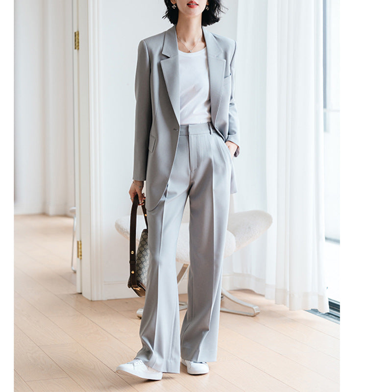 Women tailored blazer and wide-leg pants set