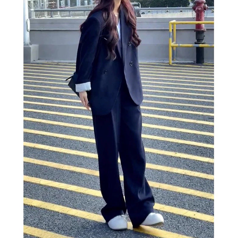 Women Double-breasted Tailored Suit Set