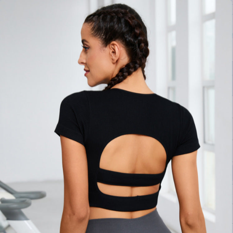 Women's Short Sleeve Textured Workout Crop Top