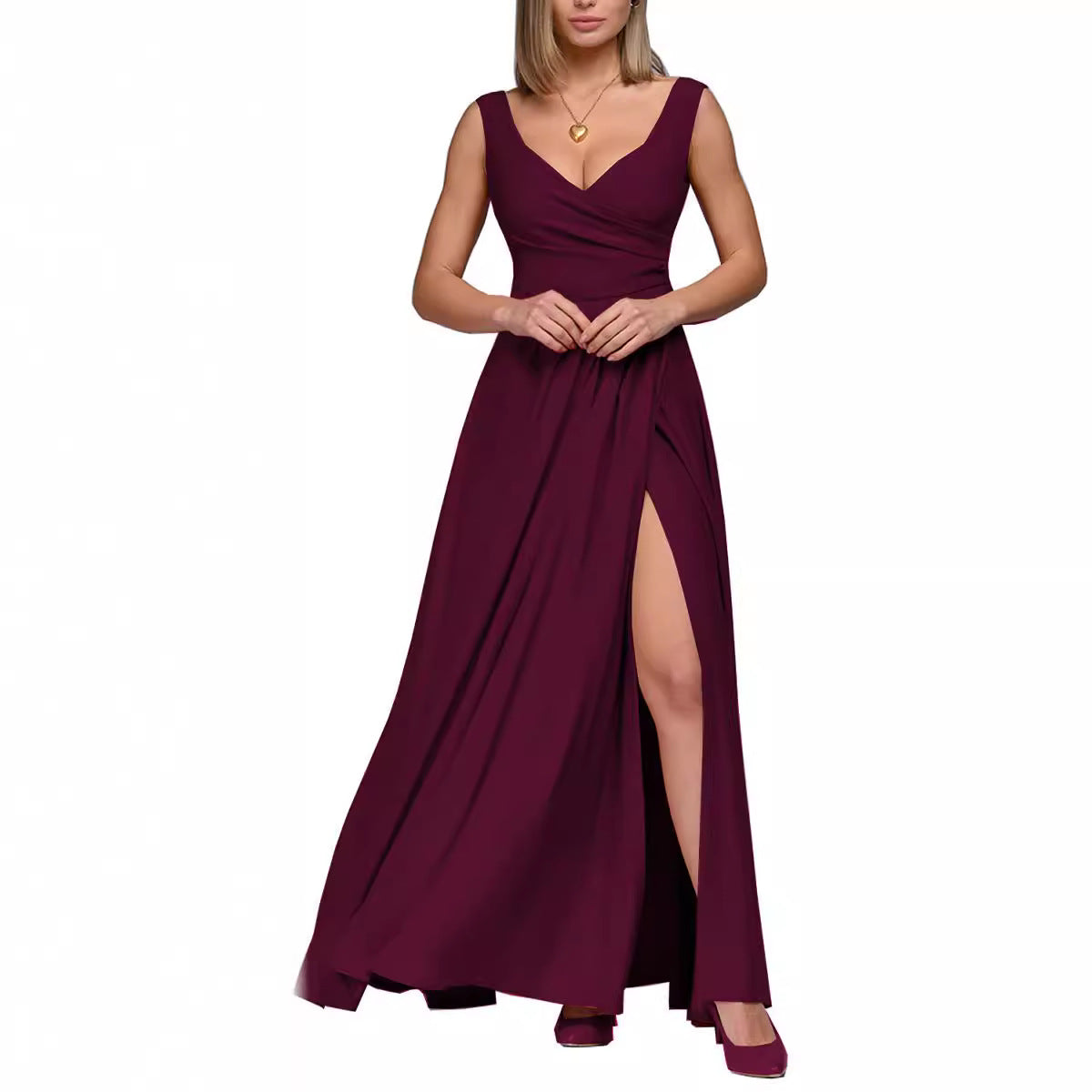 Women's elegant maxi dress with side slit