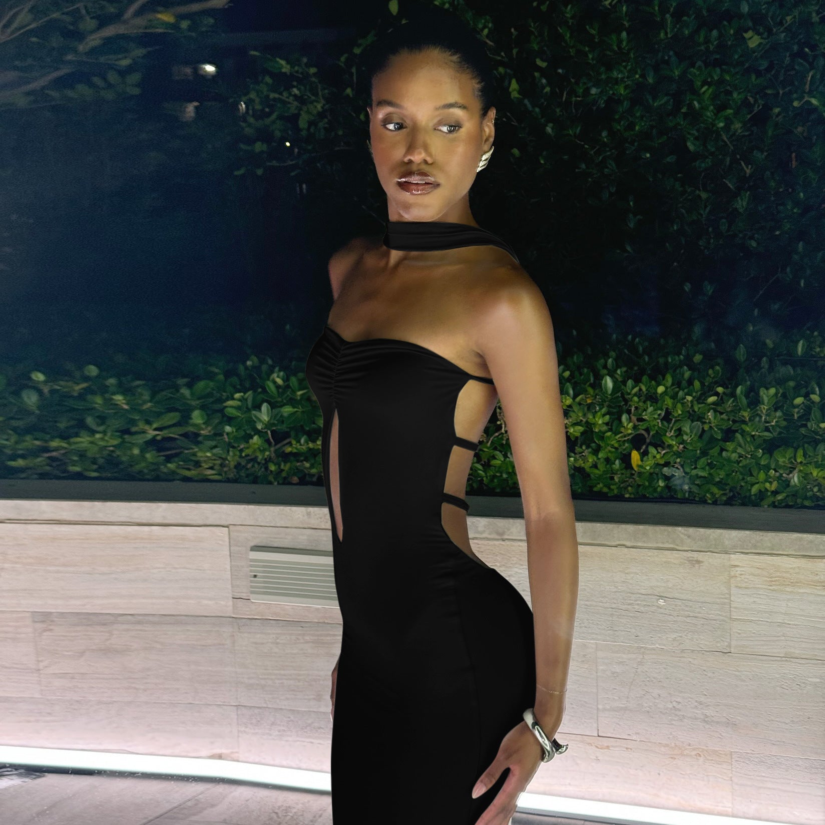 Women's Elegant Bodycon Jumpsuit with Cut-Out Details
