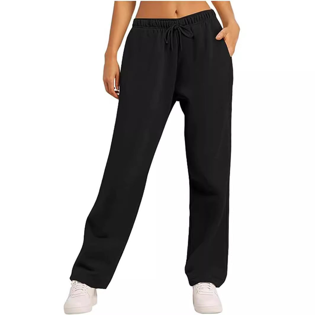 Ladies Comfortable Leisure Pants with Elastic Waistband and Side Pockets