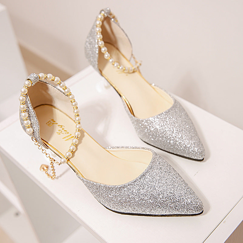 Women Glittering High Heels with Elegant Jewelry Details