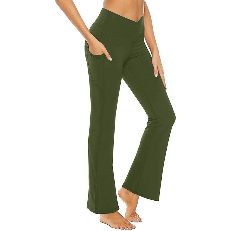 Women's Flared Yoga Pants with High Waist and Side Pockets